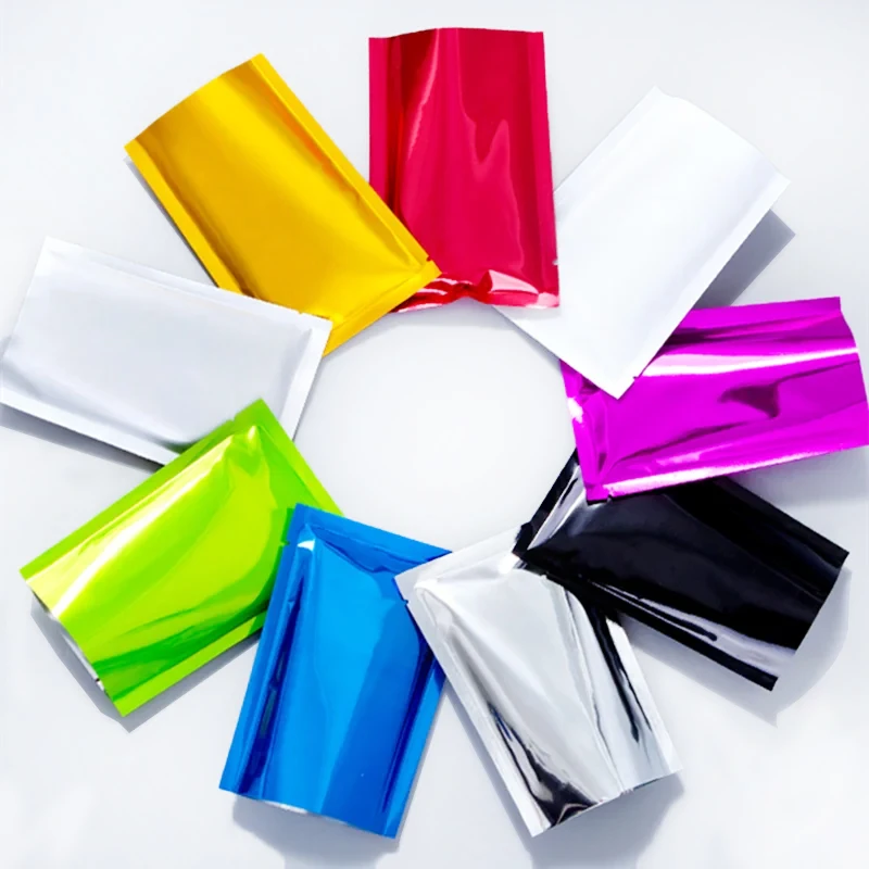 Custom Open Top Glossy/Matte Aluminum Foil Packaging Bag Food Biscuits Snacks Chocolate Soap Salt 3 Sides Heat Sealing Pouches