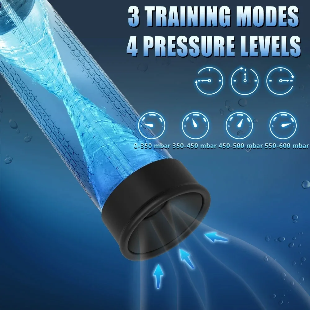 Waterproof Penile Enhancer Exerciser Electric Penis Pump Sex Toy for Men Masturbator Adult Male Penis Enlargement Vacuum Pump
