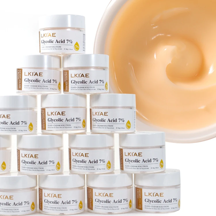 Private Label 50g Skin Care 7% Glycolic Acid Glycolic Acid Niacinamide Exfoliator Face Cream for Anti-Aging Moisturizer