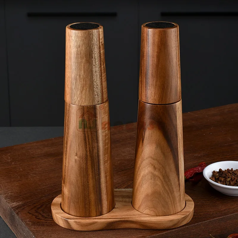 New Style Manual Acacia Wooden Pepper Grinder and Salt Mills, Spice Grinder With Adjustable Coarseness  for Seasoning