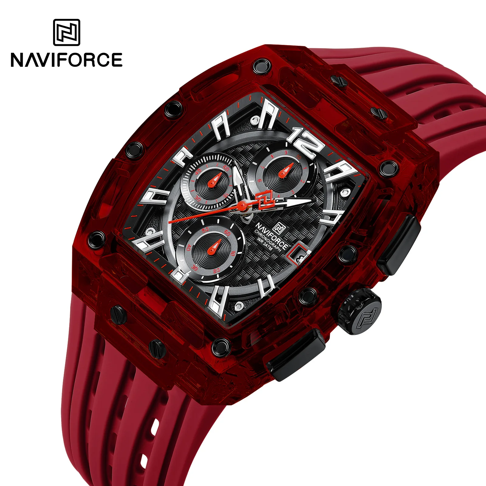 NAVIFORCE 7105 New Design Transparent  Watch Men Quartz Man Watches Waterproof Luxury Sport Out Door Chronograph Clock