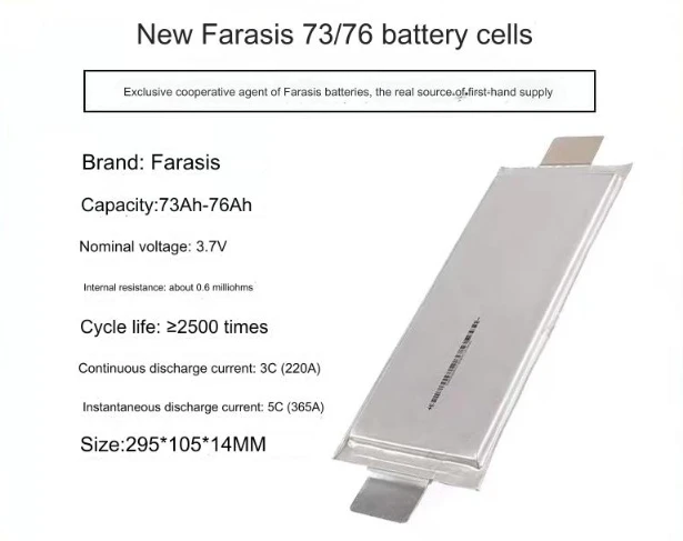 Farasis 3 7 v 73ah NMC призматические элементы 12V 3C скорость разряда полимерный литий-ионный аккумулятор для электрических мотоциклов и автобусов