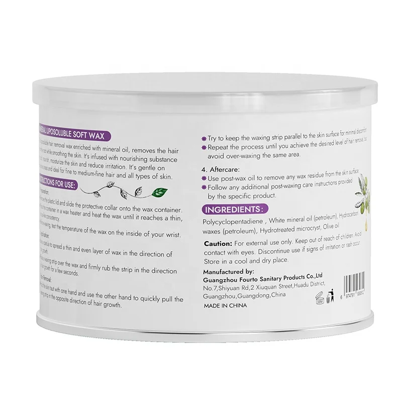 China Factory 2024 Hot Sale Salon Quality 400g 800g Soft Wax Professional Depilatory Brazilian Wax Tin Hair Removal