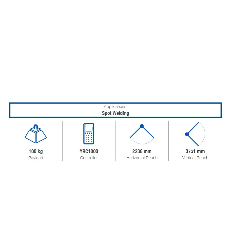 SP100 6-axis spot welding robot flexible and exeptionally fast with YRC1000 robot controller and teach pedant and RD350 welder