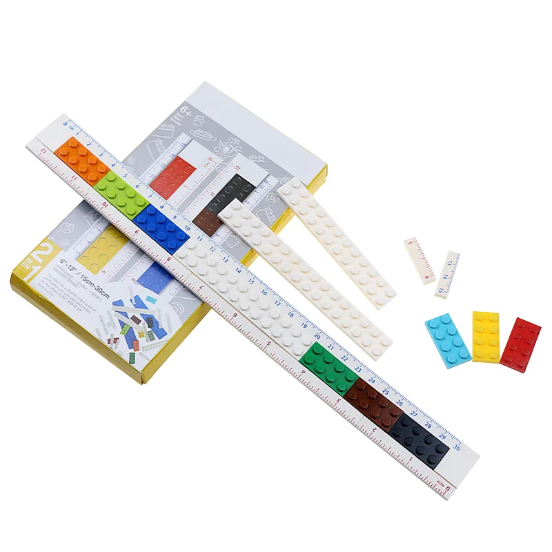 Amusing Kids DIY 30CM Detachable Building Blocks Ruler Double Measurement Scale Puzzle Ruler for Promotion