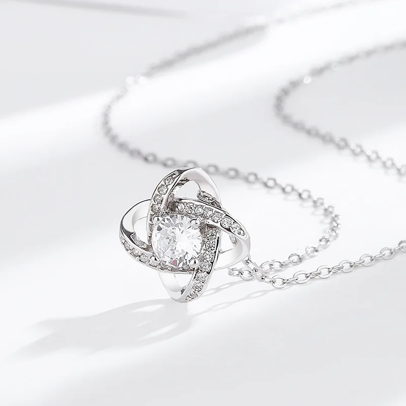 S925 sterling silver four-leaf clover necklace simple eternal star full diamond zircon pendant cross-border collarbone chain
