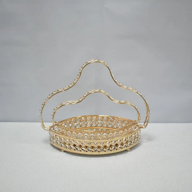 vegetable rack kitchen fruit storage basket luxury Creative metal jewelry tray  decorate glass tray