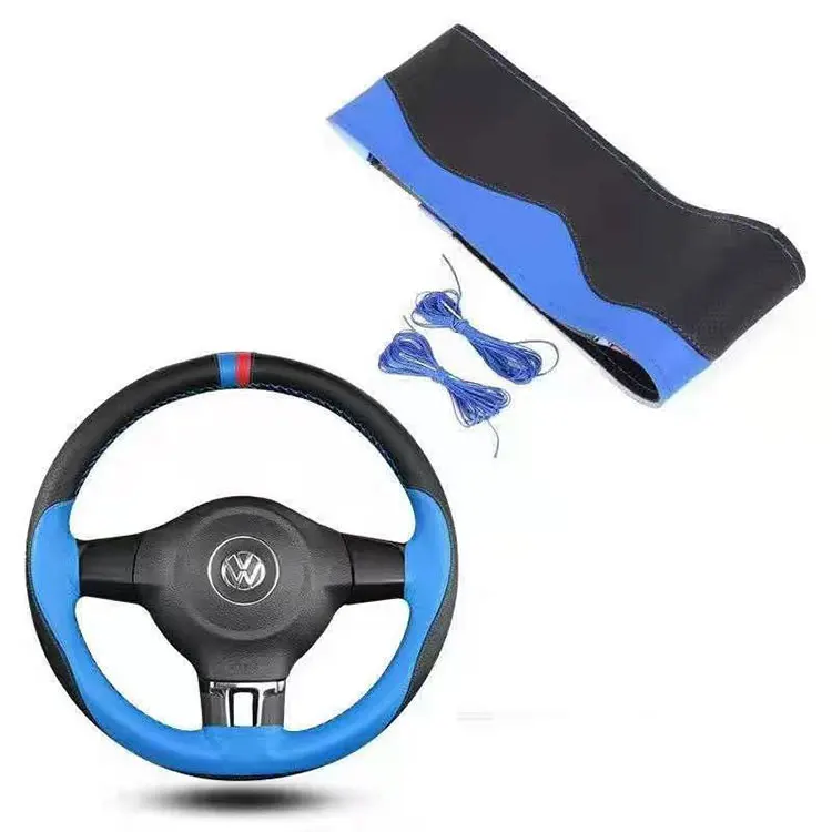 Handmade steering wheel cover in universal leather