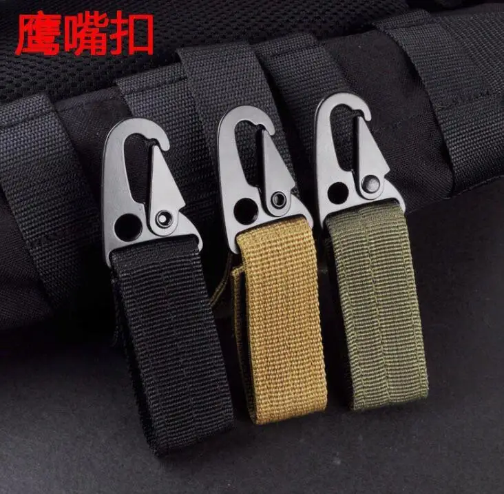 CHENHAO Utility Hanger Keychain Hook Nylon Belt Key Ring Band Gear Keeper Pouch Key Chain Tactical Gear Clip