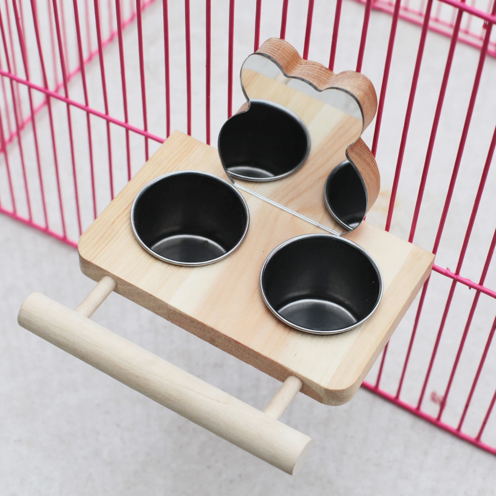 Natural Wooden Stainless Steel Bowl Bird Toys Parrot Cage Accessories For Parrot Budgie Love Bird Conures Parakeets macaw