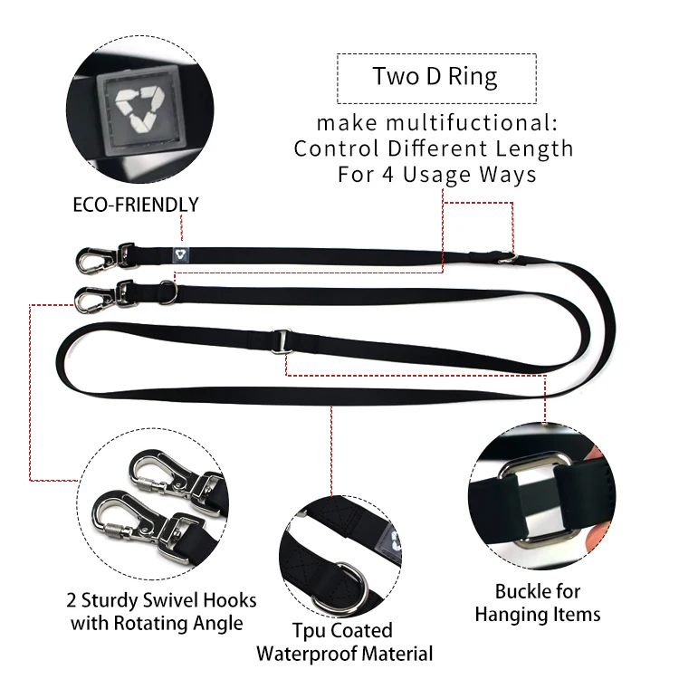Multifunctional Eco-friendly Double Heads Waterproof Pvc Tpu Pet Dog Leash