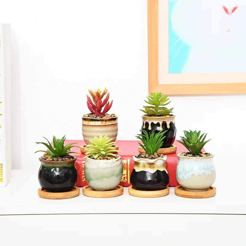 Wholesale Retro Ceramic Small Succulent Planter pot Ceramic Flower Pot Home Office Decor
