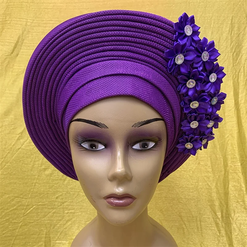 Latest Products High Quality Auto Gele Headtie Muslim Scarf African Turbans For Women