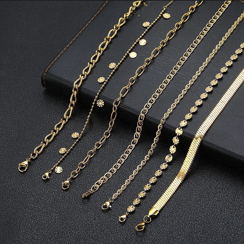 VEROMCA Stainless Steel Fashion Jewelry Necklace  Women Chain Gold Plated Custom Necklaces