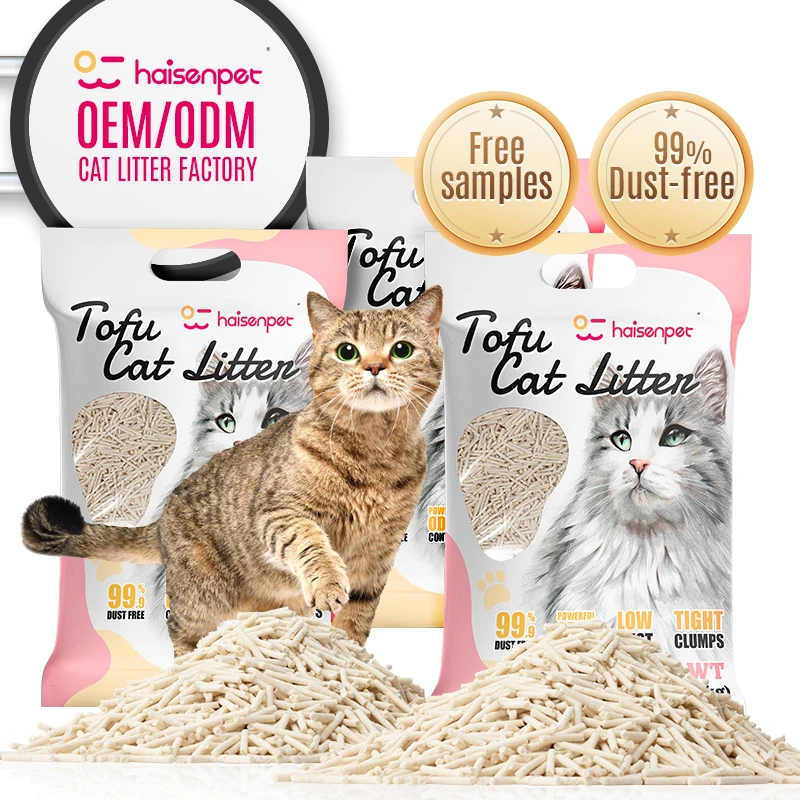 Free Samples Arena Para Gatos  2.0mm 1.5mm 3.0mm 100% Natural  Clumping Tofu Cat Litter