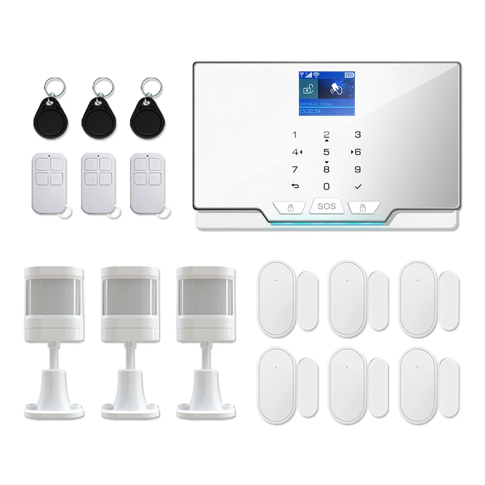 ZX-G20 white Tuya smart 2G GSM WiFi 433mhz wireless security alarm system home alarm high quality motion detector door sensor