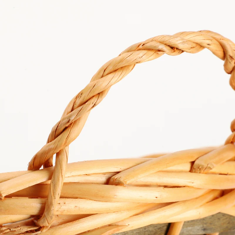 High Quality Hand-woven Oval Wicker Basket Storage Tray with Handles