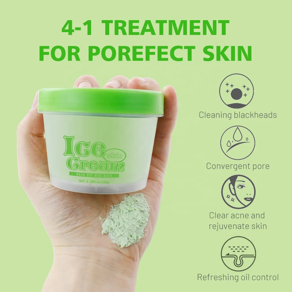 wash off mud facial mask skin fruit ice cream mask matcha tea milk fruit face clay mask