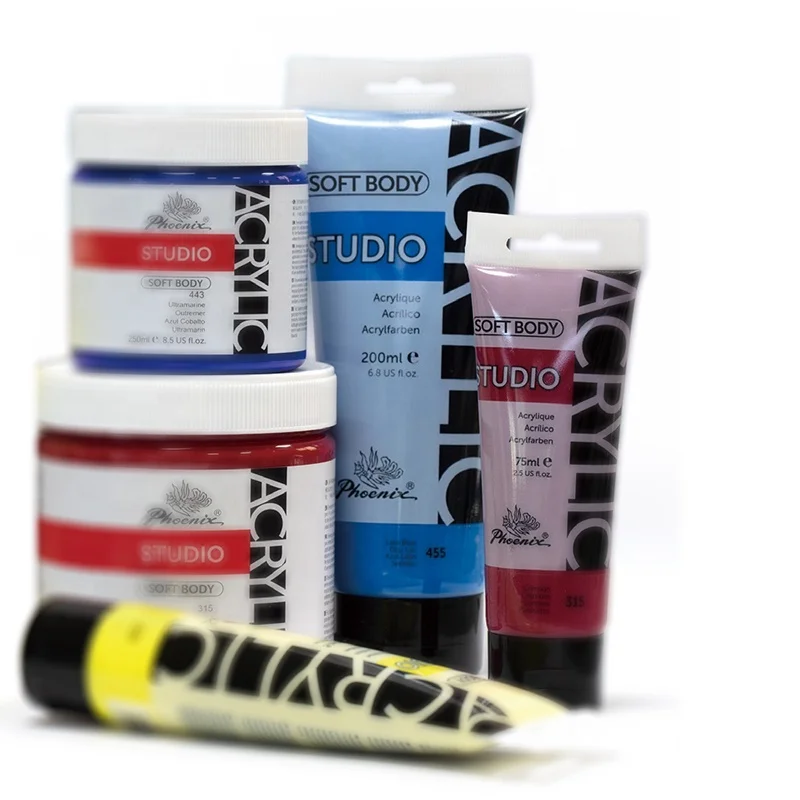 Phoenix Factory Price Matt 200ml Smooth Non Toxic Bulk Kids Artist Acrylic Paints
