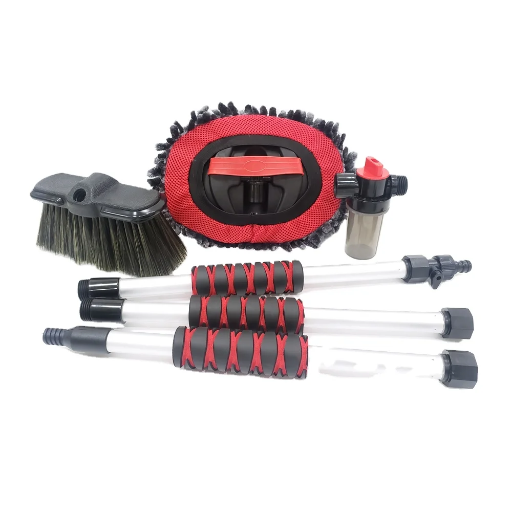 Luxury Long Handle Water Flow Car Cleaning Brush Set