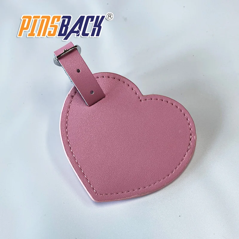 Luxury style blank sublimation leather Keyring custom print key chain heart shape pink color leather tag for gifts