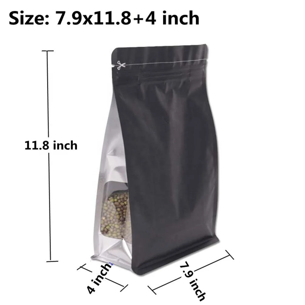 Mylar Plastic Custom Matte Black White Gold Food Packaging Pouches Resealable Zip Lock Stand Up Pouch Bulk Coffee Bags In Stock