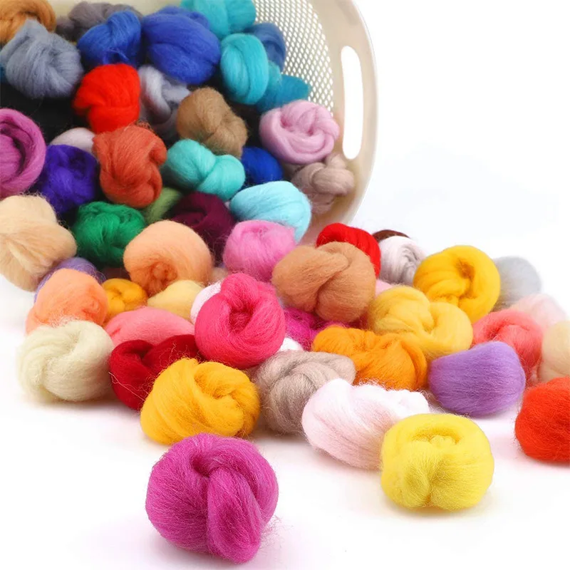 Needle felting wool roving 70 colors set for felted animal needle felting supplies