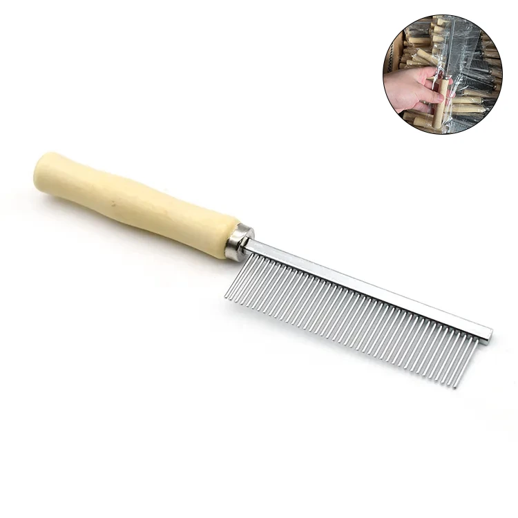 Wholesale Stainless Steel Teeth Wood Cat Comb Grooming Flea Lice Comb for Pet