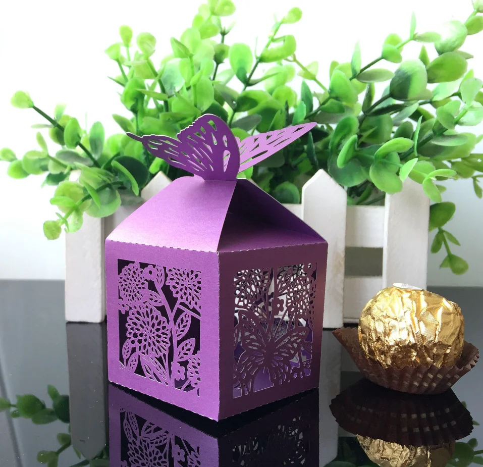 Laser Cut Butterfly and Flower Creative Chocolate Box Wedding Favors Candy Boxes Gifts Box Marriage Party Decors