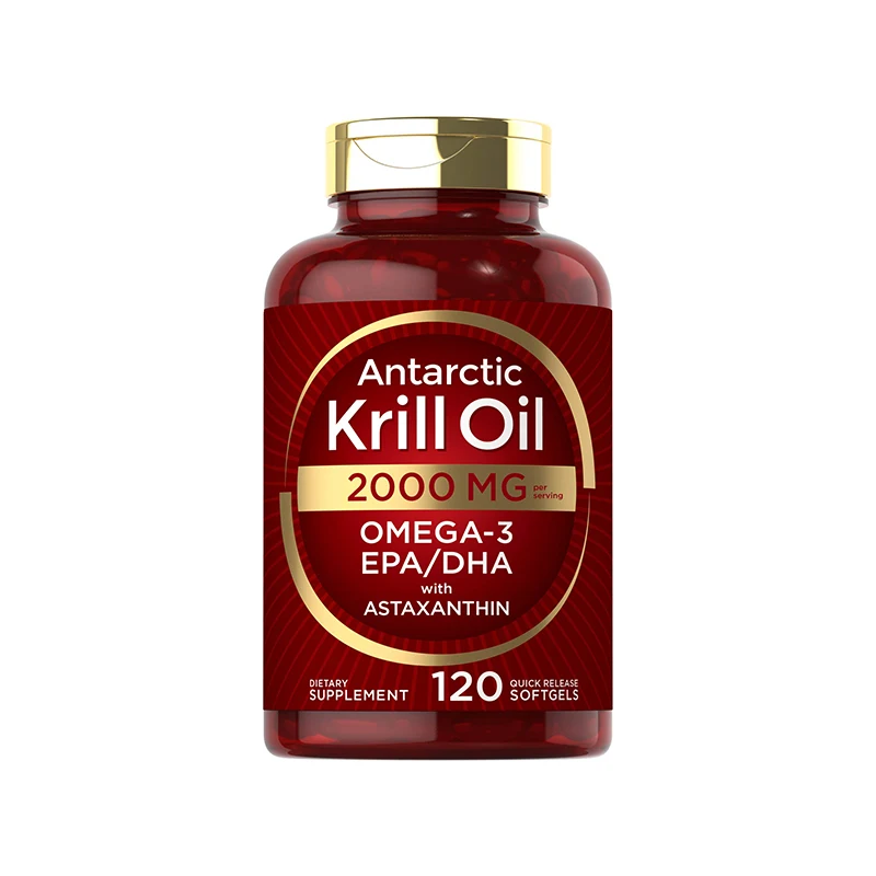 Hot Selling Krill Oil Astaxanthin Capsules Antioxidant Omega-3 DHA EPA fish oil fatty acids supplement Red Krill Softgels