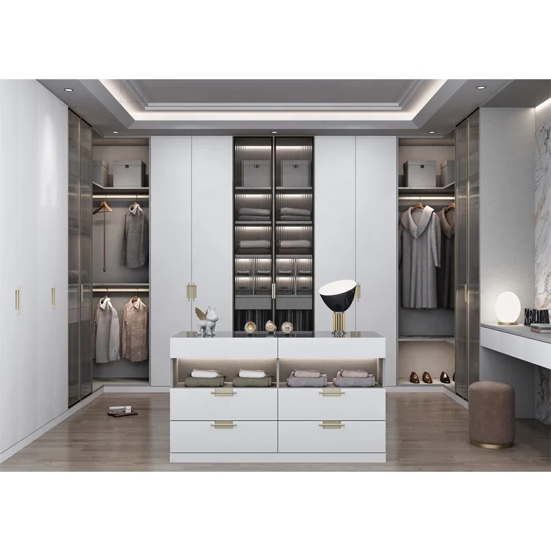 New Modern Top Quality Home Customized Wardrobe Design For Dressing Room Walk In Closet