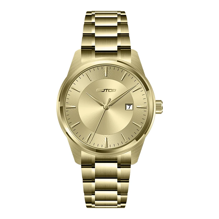 Stainless Steel Shell Solid Core Steel Strip Three Needle Strap Calendar Double-Layer Dial Custom Logo Quartz Mens Watch