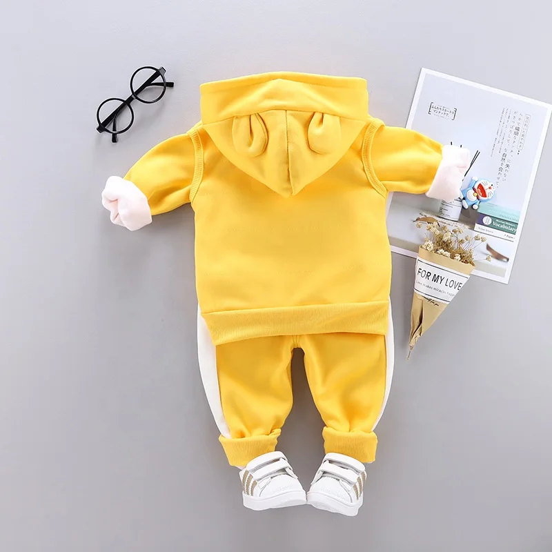 thickness suit girl 3 piece set warm track suits Pink for kids cats kids patternThree Pieces Set Children Clothes