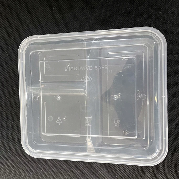 Disposable Plastic Take Away Food Packing Box Lunch 3 Compartment Lunch Box
