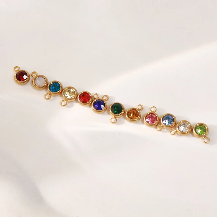 Trendy Birthday 12 Month Stainless Steel Birthstone Charm Stainless Steel Pendant Wholesale sign Diy Charms For Jewelry Making