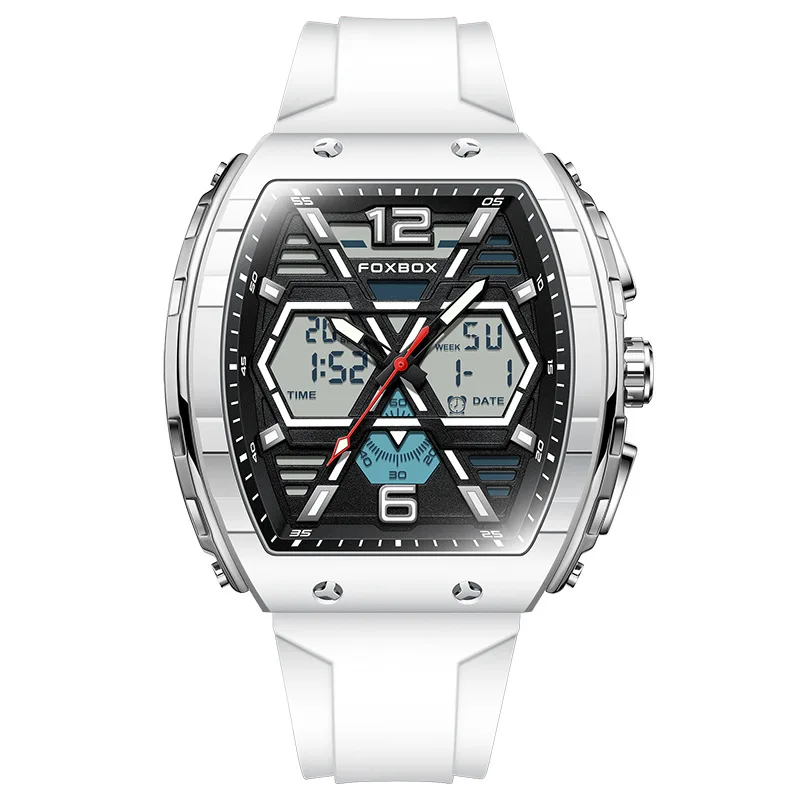 Foxbox Hot Selling Styles Oem Custom Logo Odm Skeleton Rubber Sport Fashion Luminous Automatic Digital Watch For Man