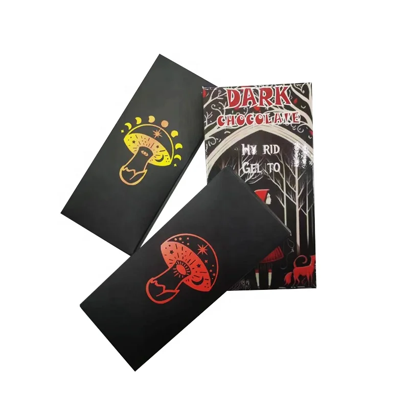 Foil Stamping Embossing Packaging Candy Bar mushroom holographic Chocolate Bar Box