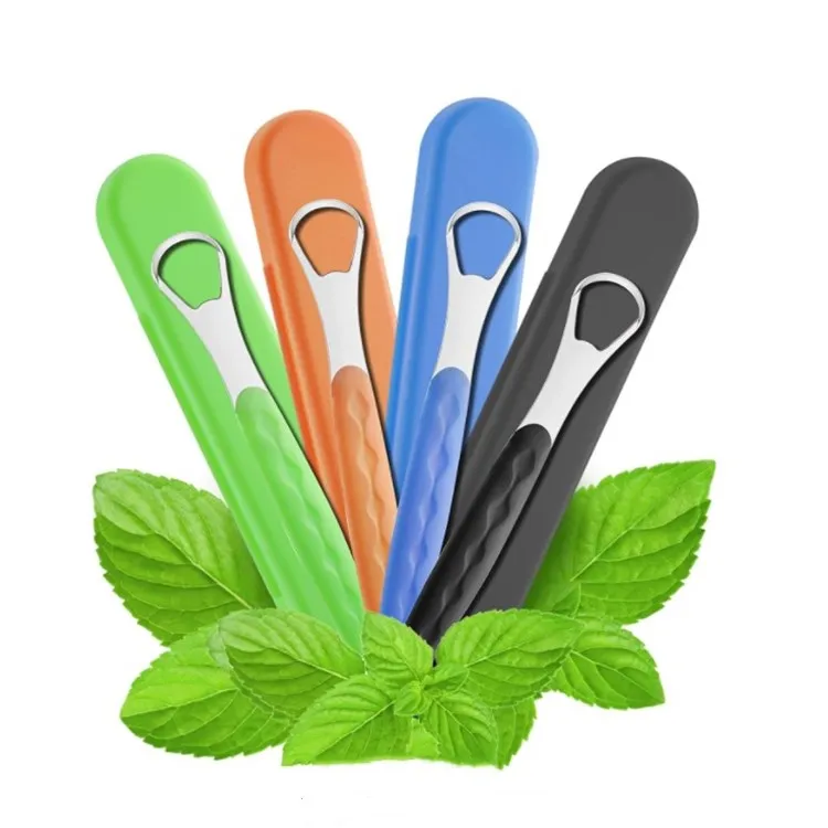 Amazon hot selling stainless steel silver tongue cleaner scraper eco friendly tongue scraper