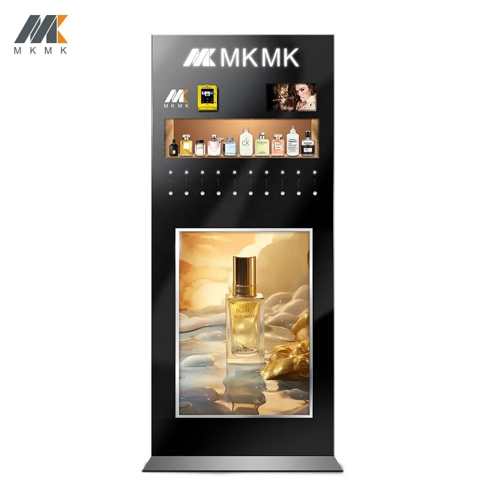 MAKMIK OEM наклейка на заказ 10 дюймов Hd дисплей самообслуживание автоматический парфюмерный спрей торговый автомат для продажи