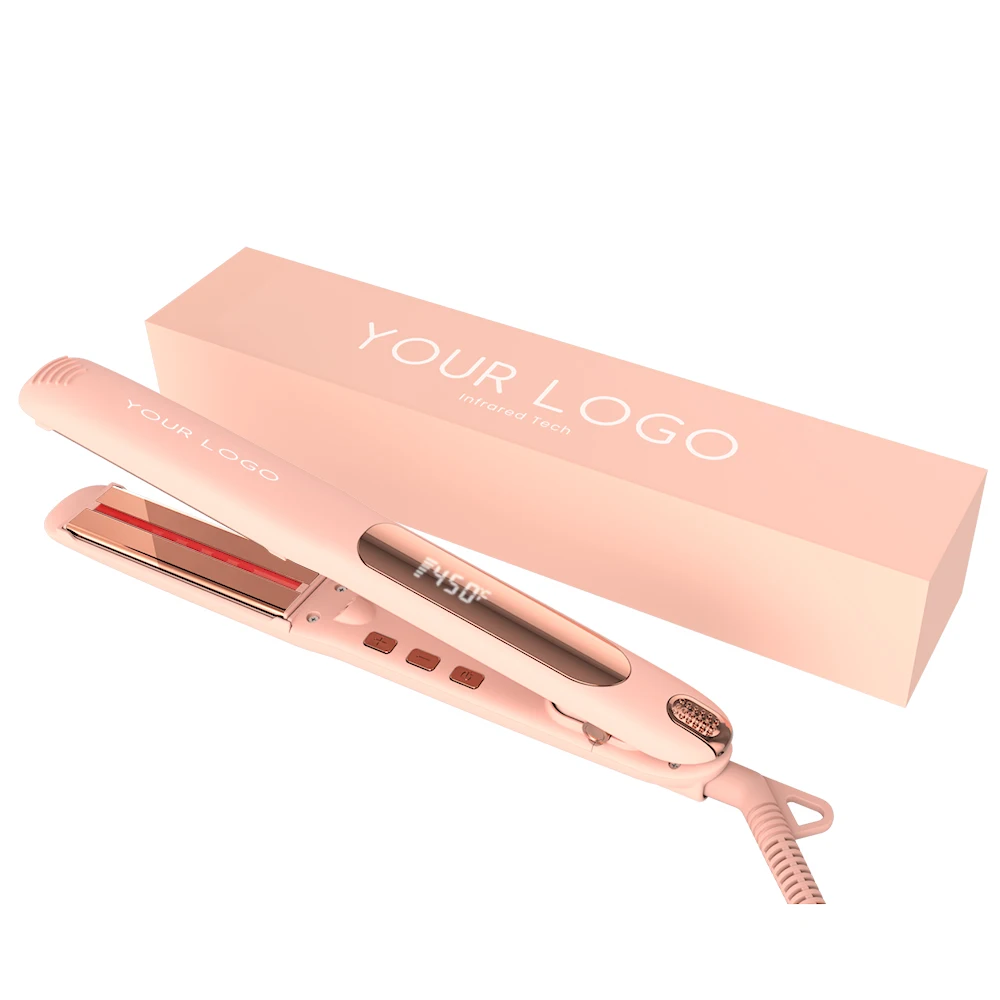 Professional Salon Style 2 in 1 Infrared Flat Iron Pro Nano Titanium Custom Portable Hair Straightener Hair Styling Tools