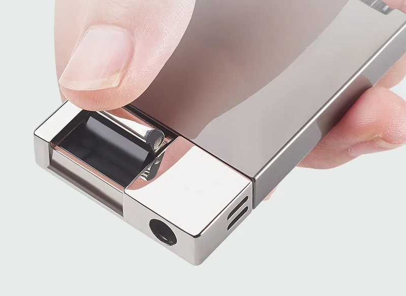 Cigarette Lighter Originality Rocker Arm Ignition Switch Metal Blue Fire Butan Gas Lighter