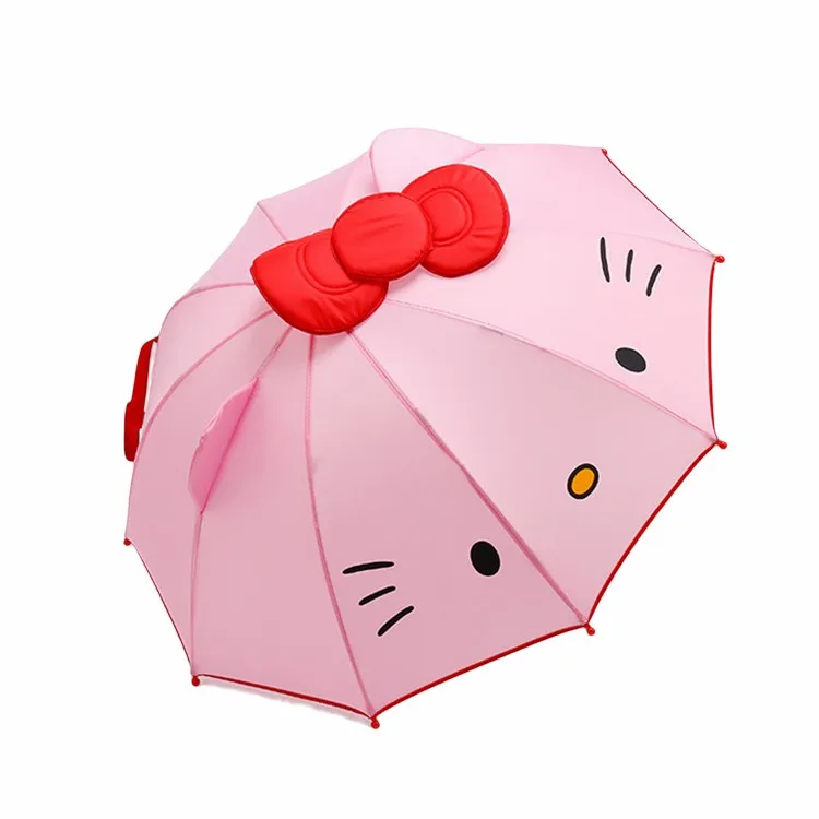 Cute Cat Shape Bowknot Children Cute Animal Print Automatic Small Umbrella With Ears