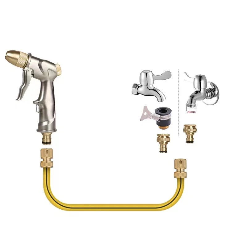 High Pressure Heavy Duty Zinc Alloy Metal Garden Hose Spray Gun with Full Brass Nozzle for Car Washing/Watering Lawn Garden