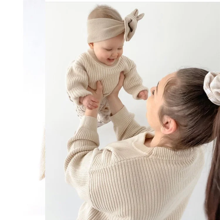 Custom Embroidery Pullover 100% Cotton Toddler Boy Clothes Kids Over-Sized Jumpers Knitted Baby Sweater Winter
