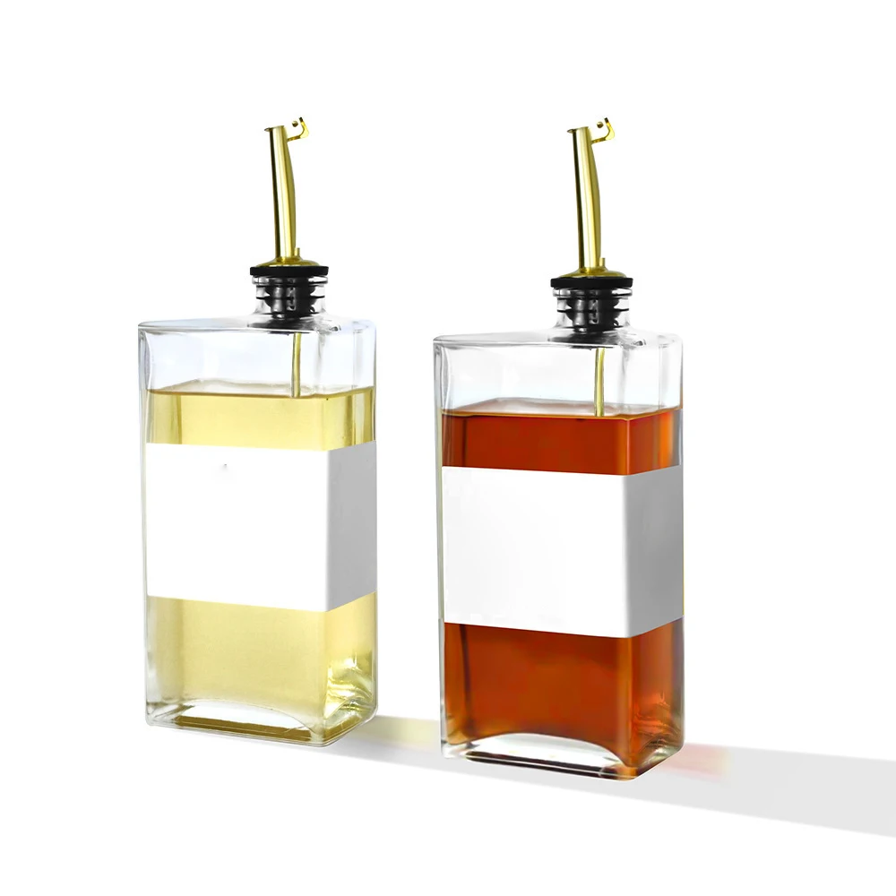 500ml Square Glass Olive Oil Dispenser Bottle With Controllable Spout 16oz Kitchen Soy Sauce Vinegar Seasoning
