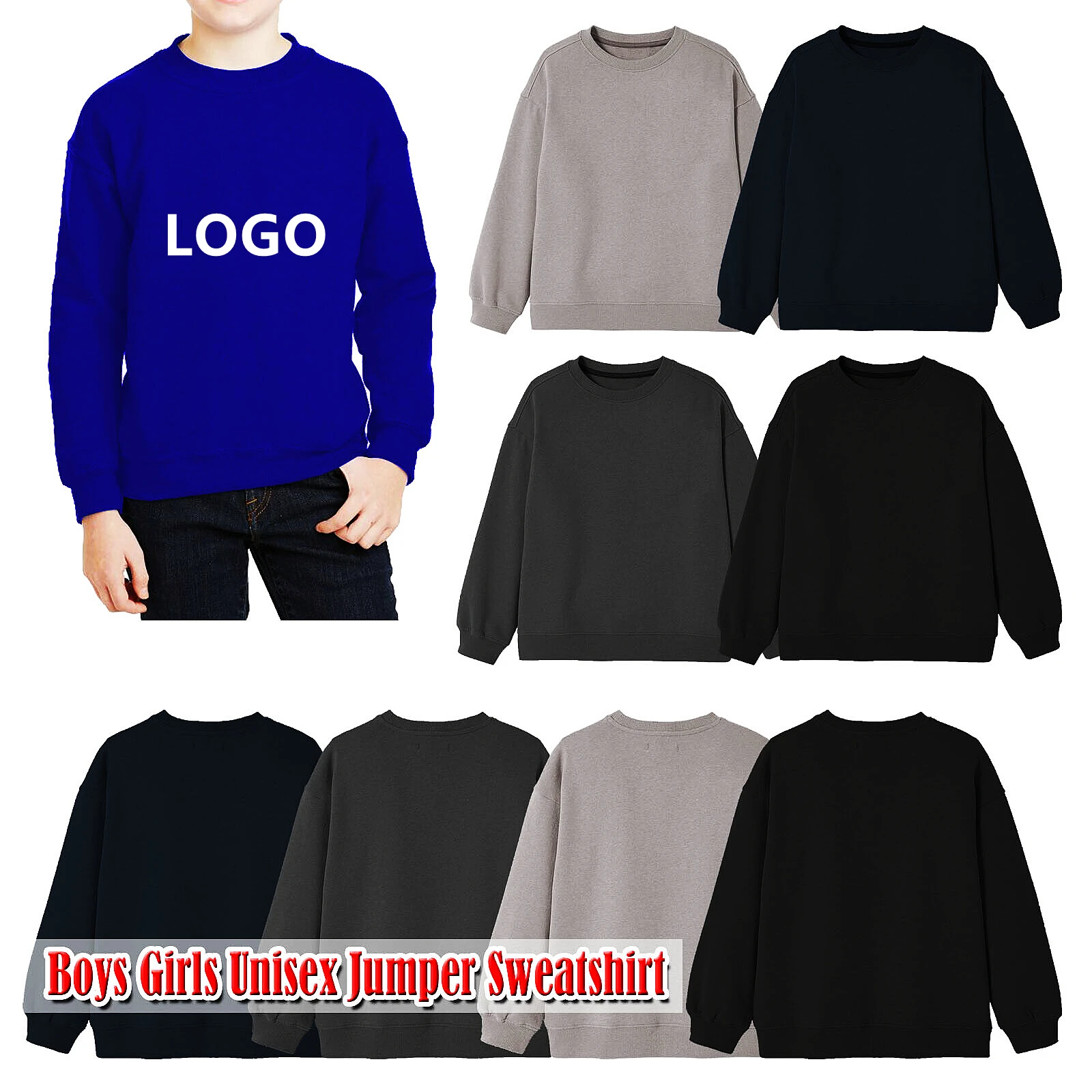 Заводская оптовая продажа, детская хлопковая толстовка с круглым вырезом