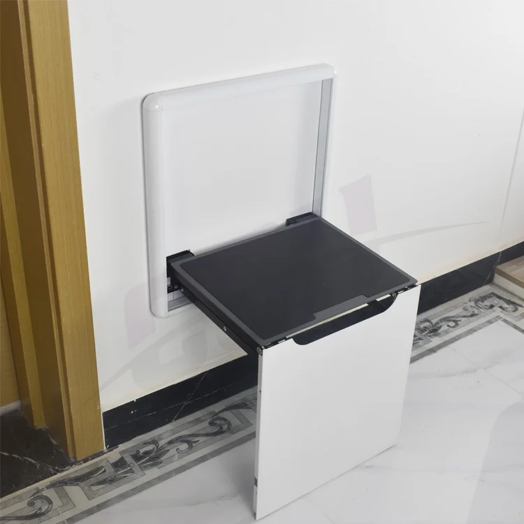 Aluminum Shoe Change Folding Chair Wall Mount Stool Ottoman Chair Space Saving Chair