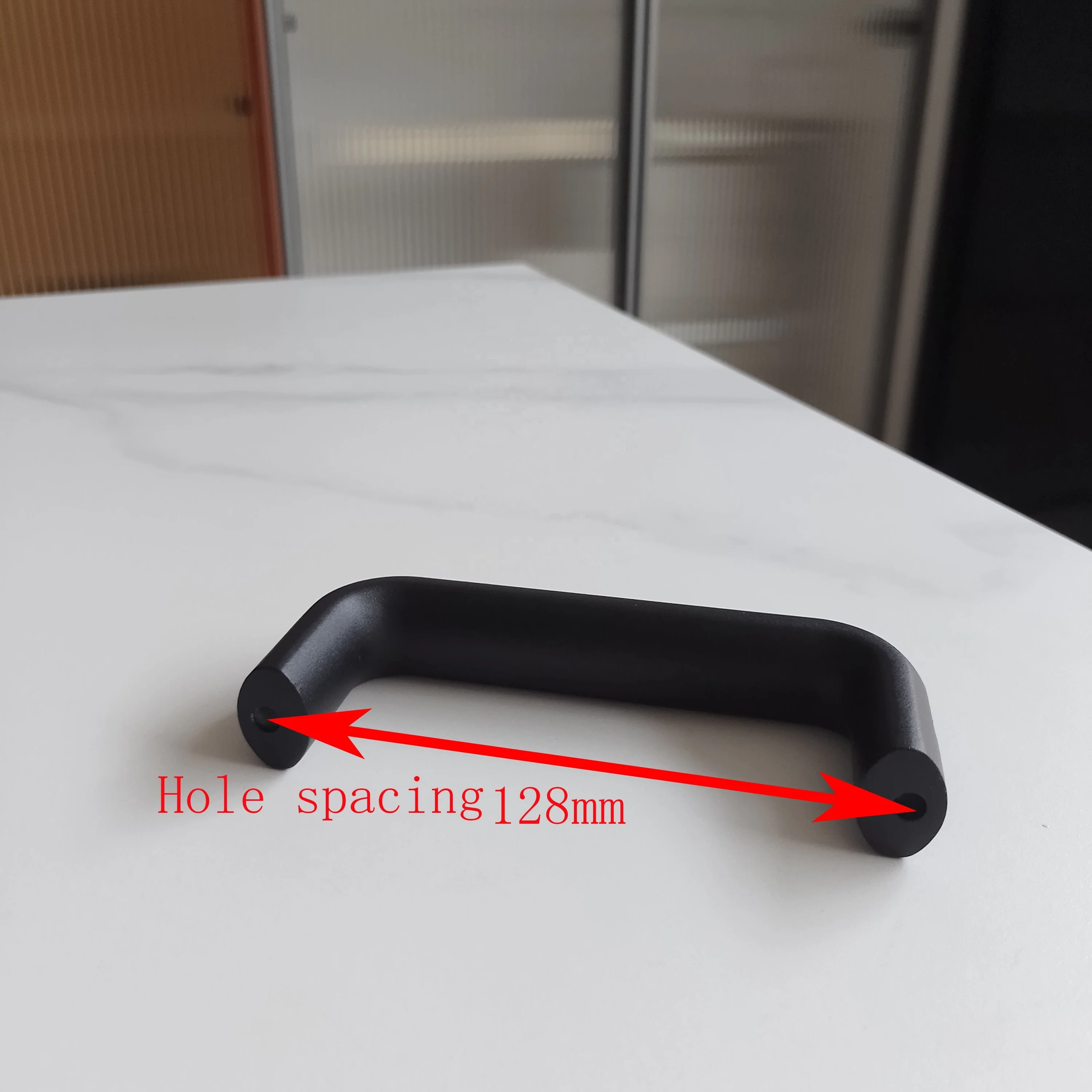 aluminum alloy sandblasted black Industrial Oval Cabinet Metal Sliding Door U Shape Handle For Equipment Cabinet,