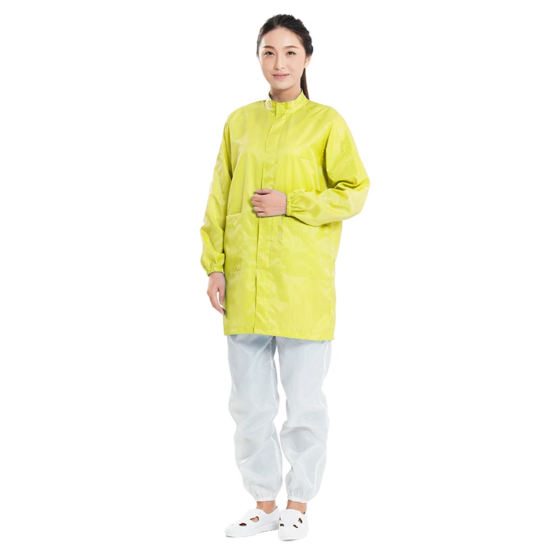 Stand collar zipper big pockets washable  ESD smock anti static work clothes