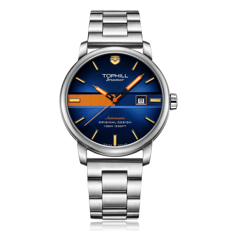 Пользовательские логотип автоматический механизм механические часы нержавеющая сталь 10ATM водонепроницаемый для мужчин наручные